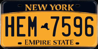 NY license plate HEM7596