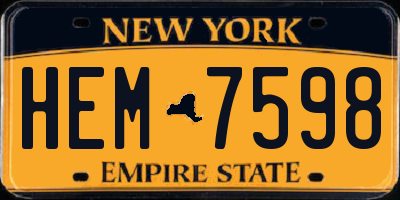 NY license plate HEM7598