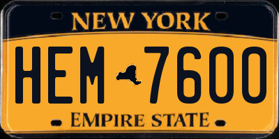 NY license plate HEM7600