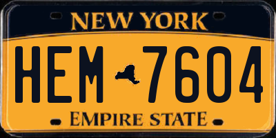 NY license plate HEM7604