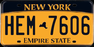 NY license plate HEM7606