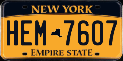 NY license plate HEM7607