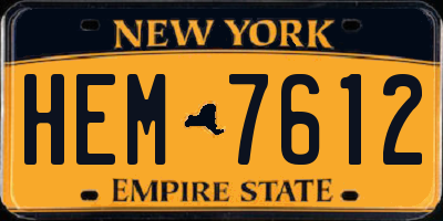 NY license plate HEM7612