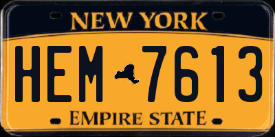 NY license plate HEM7613