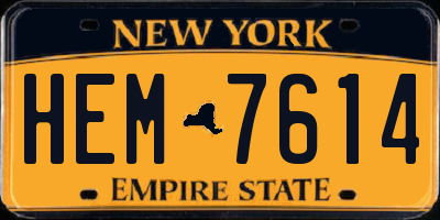 NY license plate HEM7614