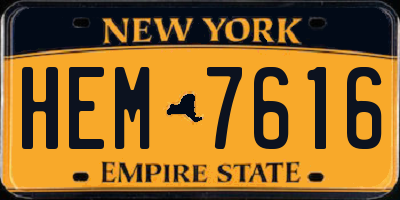 NY license plate HEM7616