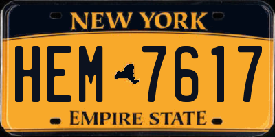 NY license plate HEM7617