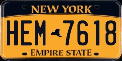 NY license plate HEM7618