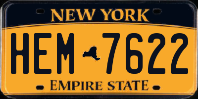 NY license plate HEM7622
