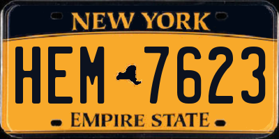 NY license plate HEM7623