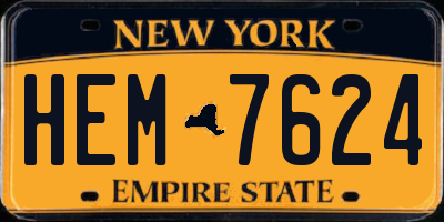 NY license plate HEM7624