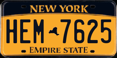 NY license plate HEM7625