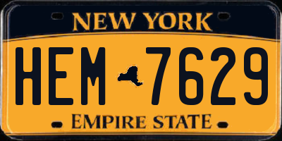 NY license plate HEM7629