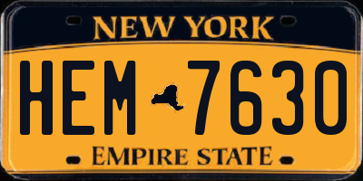 NY license plate HEM7630