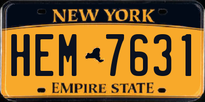 NY license plate HEM7631
