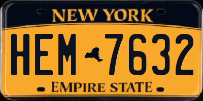 NY license plate HEM7632