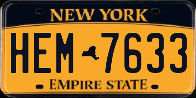 NY license plate HEM7633