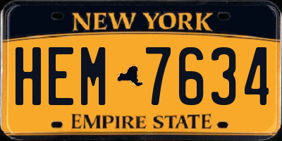 NY license plate HEM7634