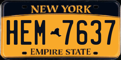 NY license plate HEM7637