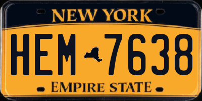 NY license plate HEM7638