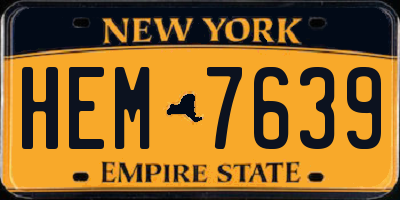 NY license plate HEM7639