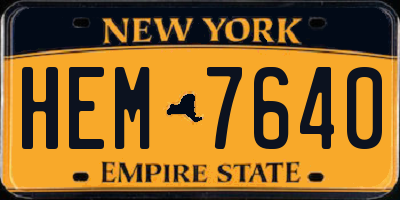 NY license plate HEM7640