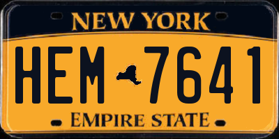 NY license plate HEM7641