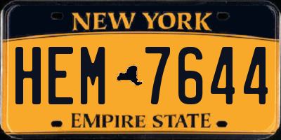 NY license plate HEM7644