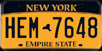 NY license plate HEM7648