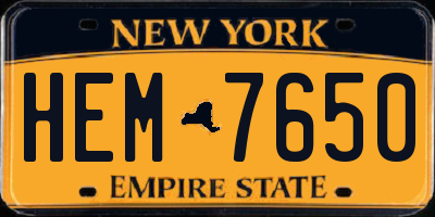 NY license plate HEM7650