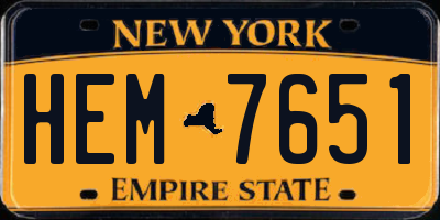 NY license plate HEM7651