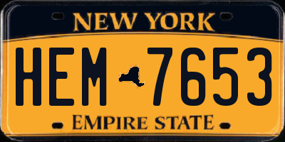 NY license plate HEM7653