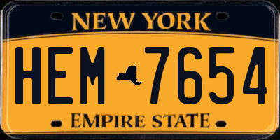NY license plate HEM7654