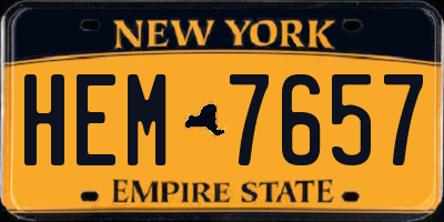 NY license plate HEM7657