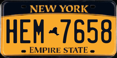 NY license plate HEM7658