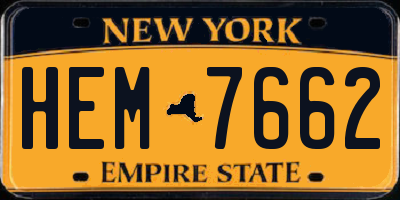 NY license plate HEM7662