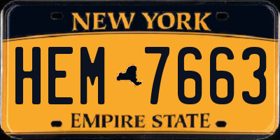 NY license plate HEM7663