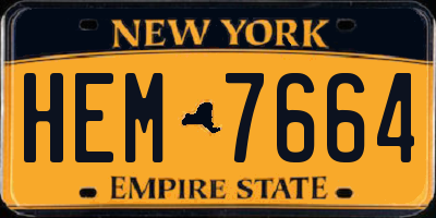 NY license plate HEM7664