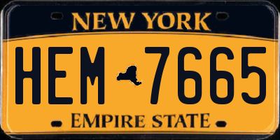 NY license plate HEM7665