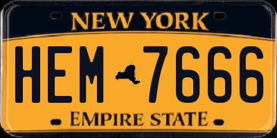 NY license plate HEM7666