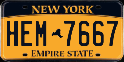 NY license plate HEM7667