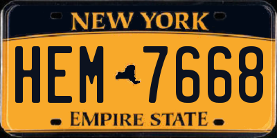 NY license plate HEM7668
