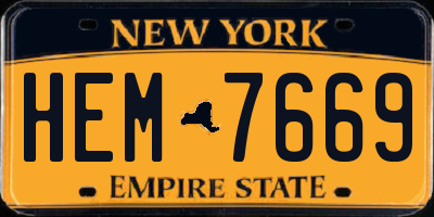 NY license plate HEM7669