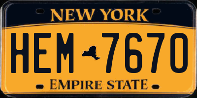 NY license plate HEM7670