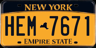 NY license plate HEM7671