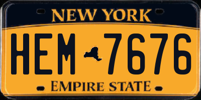 NY license plate HEM7676