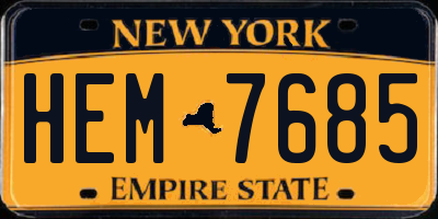 NY license plate HEM7685