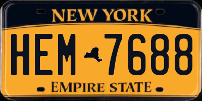 NY license plate HEM7688