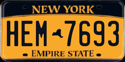NY license plate HEM7693