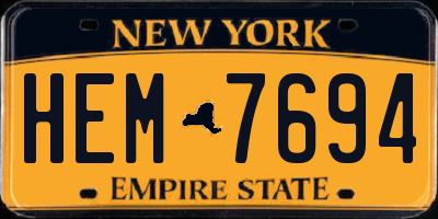 NY license plate HEM7694
